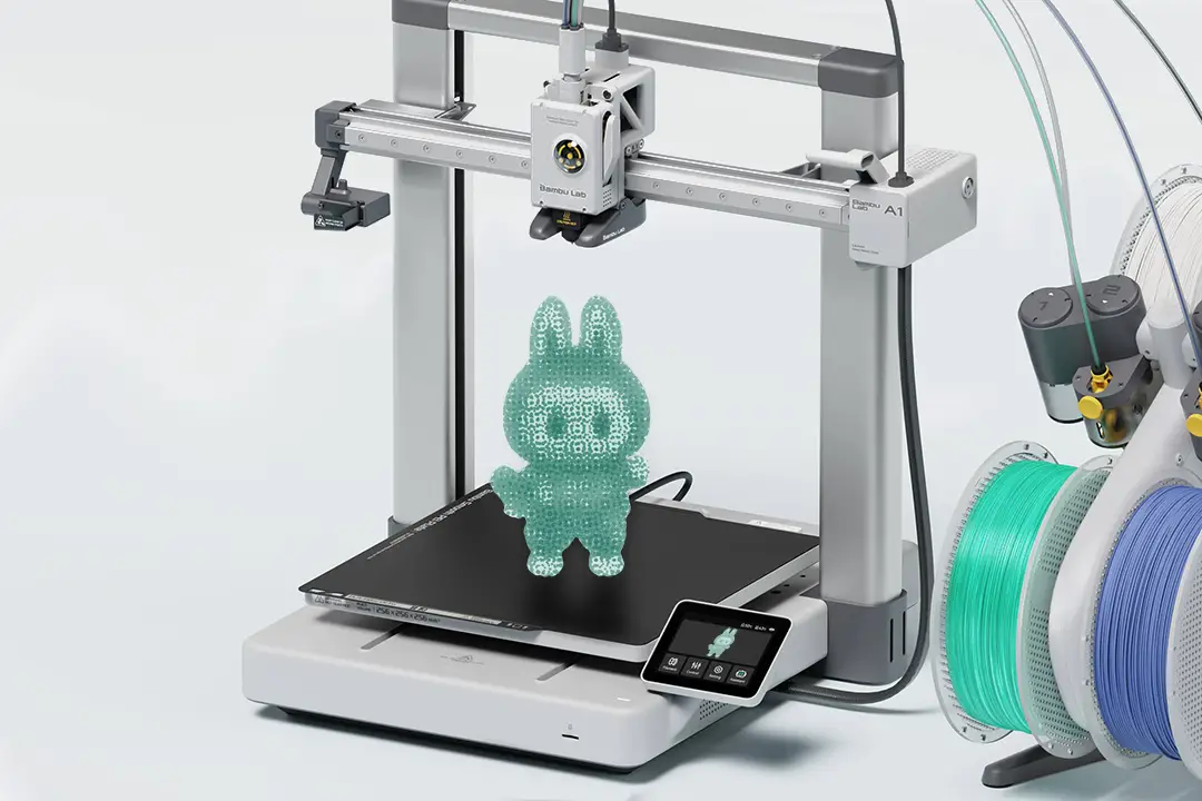 Simulation of Bambu Lab's 3D printer printing a Labubu