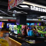 photograph showing a range of Samsung televisions at an exhibition