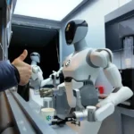 Photograph shows a coffee-serving robot developed by AI Square Robotics