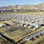 Picture shows an aerial view of an energy storage facility in Inner Mongolia run by Envision Energy
