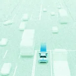 photograph shows an illustration of Momenta's Illustration of the autonomous driving technology
