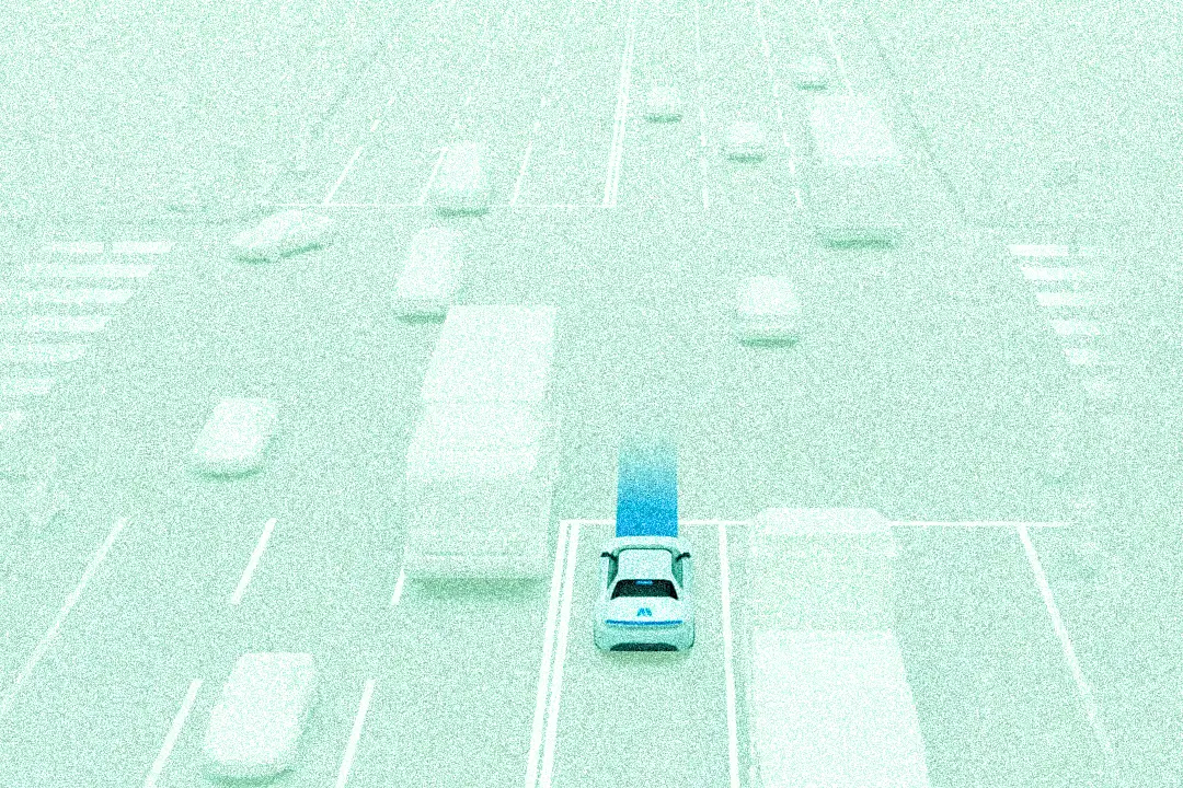 photograph shows an illustration of Momenta's Illustration of the autonomous driving technology