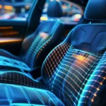 Picture shows an illustration of Yotlive's flexible fabric sensors on car seats