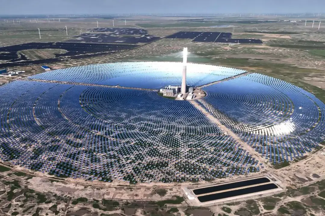 An aerial view of CGN's solar power plant in Jilin, China