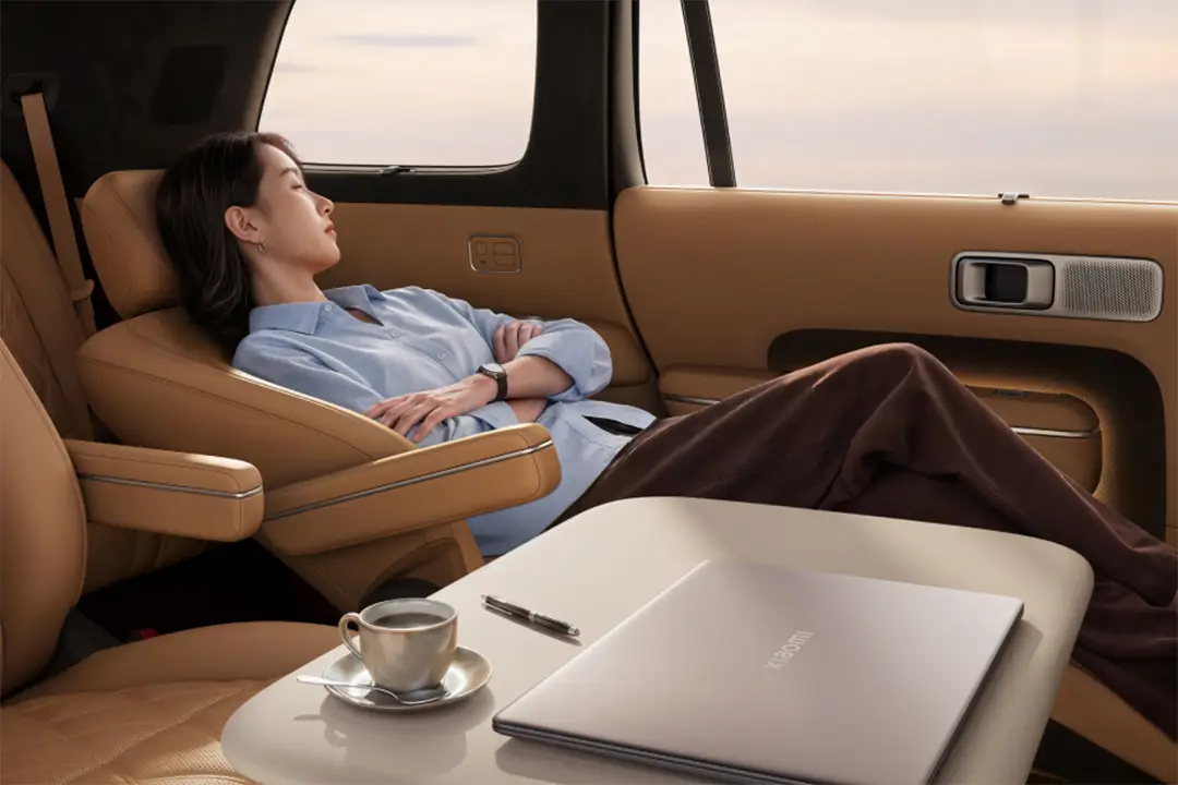 Photograph shows the interior of a Xiaomi SkyNomad family SUV
