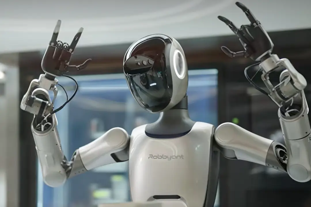 Photograph shows a new demonstration robot made by Robbyant