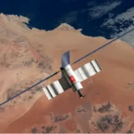 Photograph shows a concept illustration of an Alaya satellite