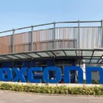 Photograph shows the outside of Foxconn's Longhua factory in Shenzhen