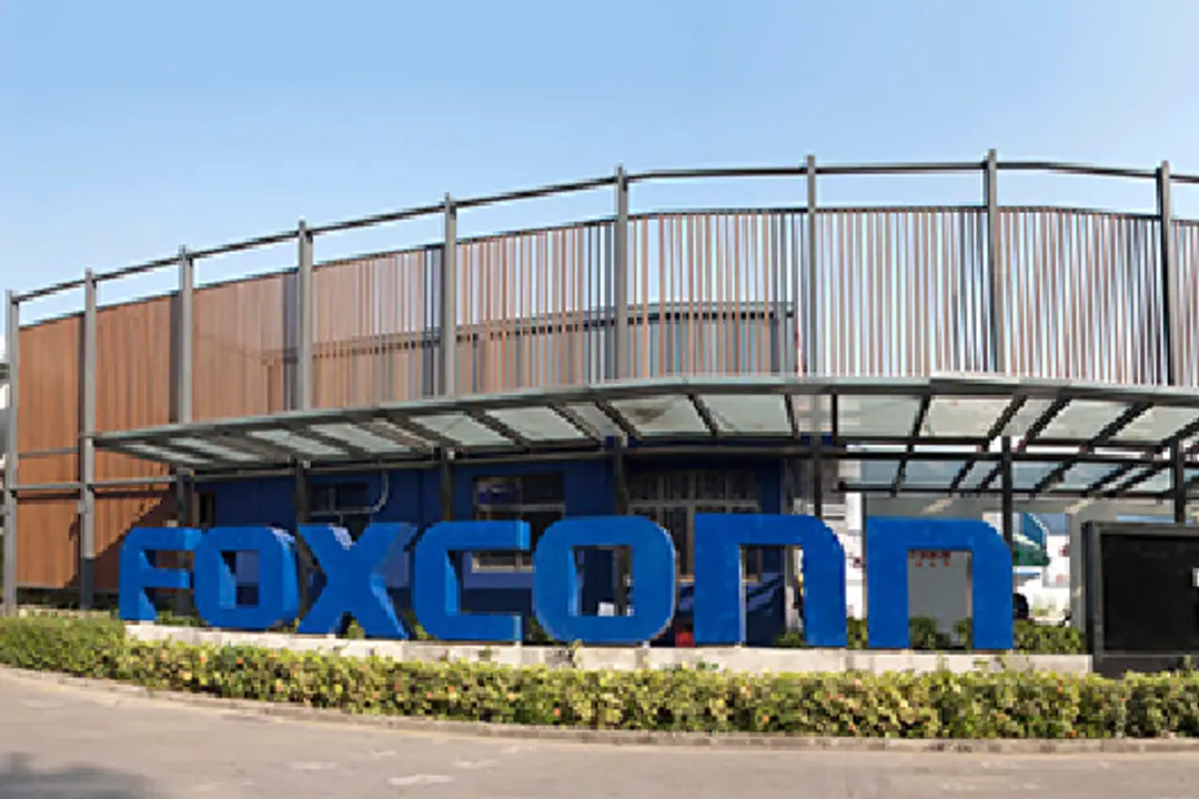 Photograph shows the outside of Foxconn's Longhua factory in Shenzhen