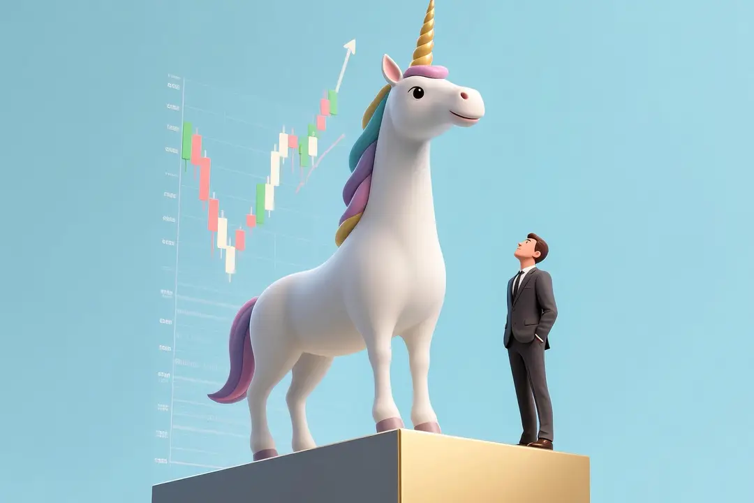 photograph shows an AI-generated image of a unicorn standing on a plinth