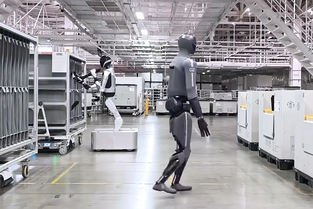Photograph shows Xiaomi's robots working in its EV factory