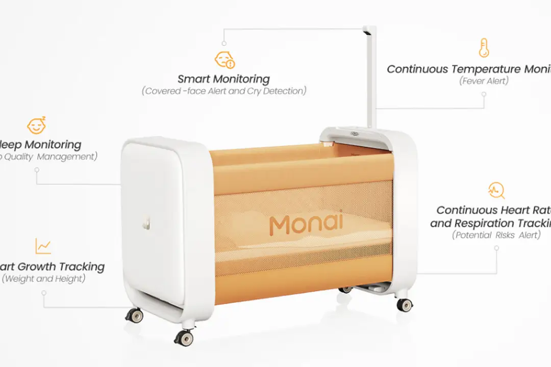 photograph shows an illustration of Qinbaobao's smart sleep pod for babies