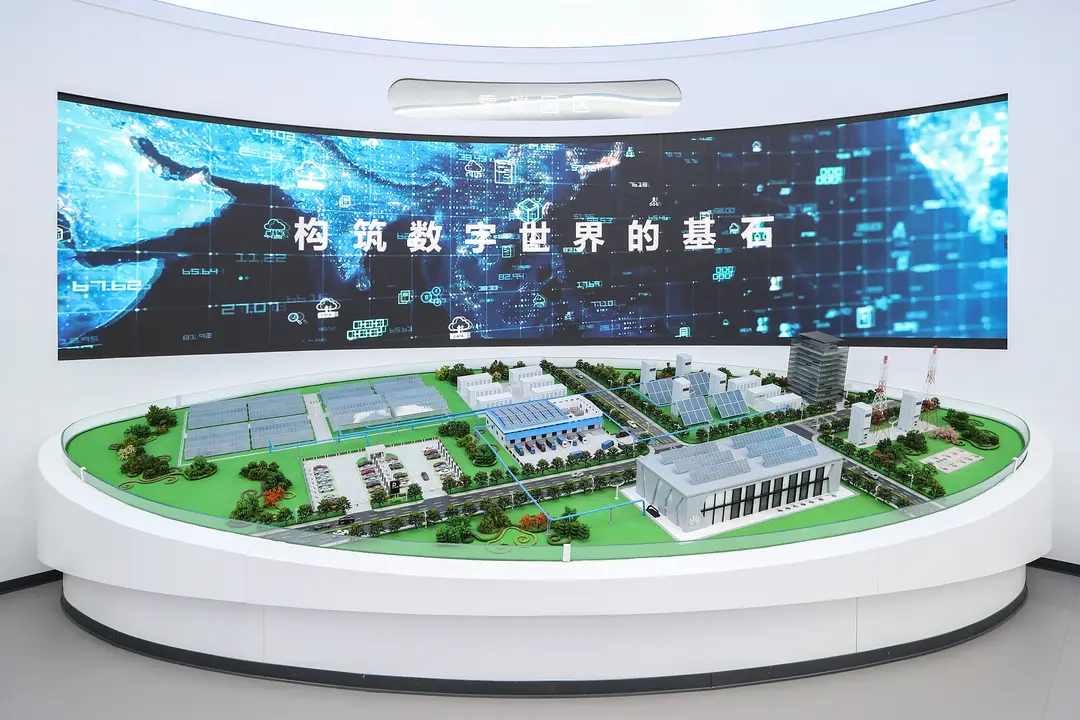 Picture shows a model of Huawei Cloud Data Center in Ulanqab, Inner Mongolia.