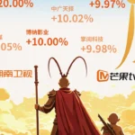 Photograph shows a shot from the AI generated drama The Sequel to Journey to the West with the jump in media stock share prices in the foreground