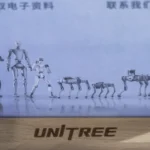 Picture shows Unitree's product lineup on display at the company's booth during the Embodied Intelligent Robot Industry Exhibition in Shanghai, China on Aug. 12.