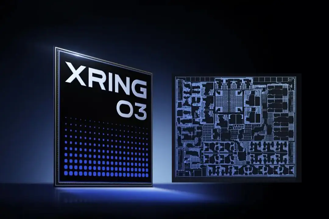 Photograph shows an illustration of the Xiaomi Xring O3 smartphone SoC
