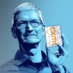 Picture shows an Illustration of Apple CEO Tim Cook and CXMT by Mid Journey.