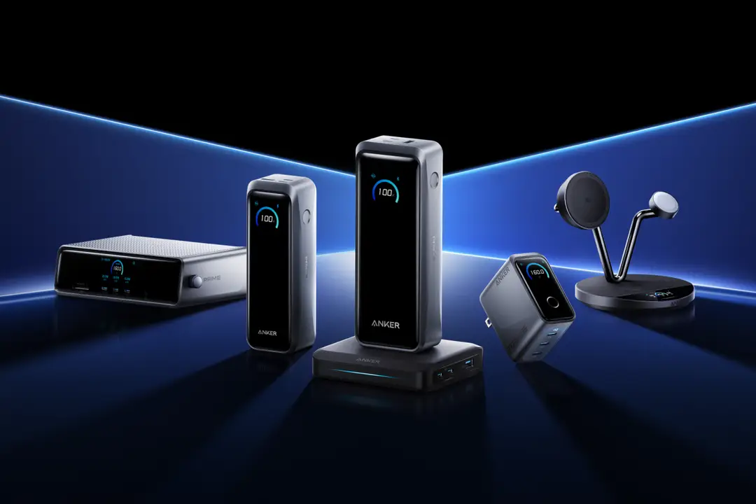 Photograph shows various Anker consumer electronics products
