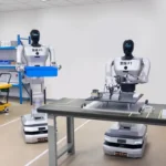 Picture shows Li-Gong Industrial's flagship humanoid wheeled robot