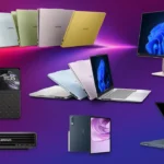Photograph shows a range of Lenovo devices