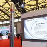 picture shows Space Epoch's booth at an aerospace exhibition in Shanghai