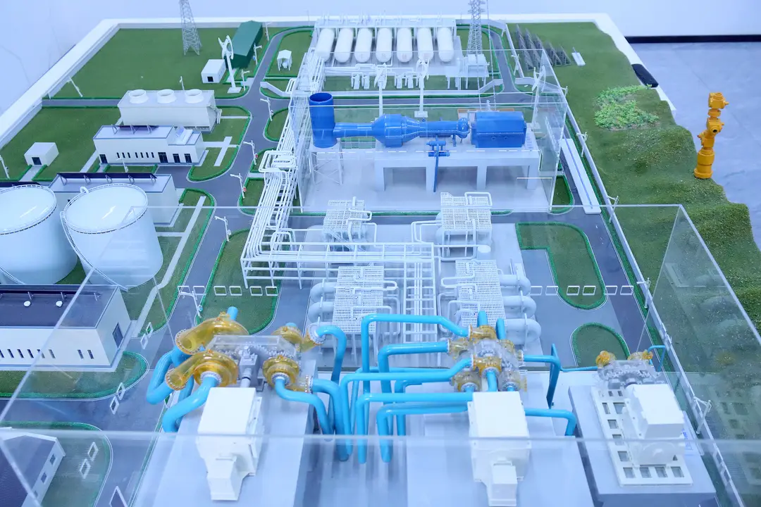 Picture shows A model of the Jintan salt-cavern compressed-air energy storage power station in Changzhou, Jiangsu Province