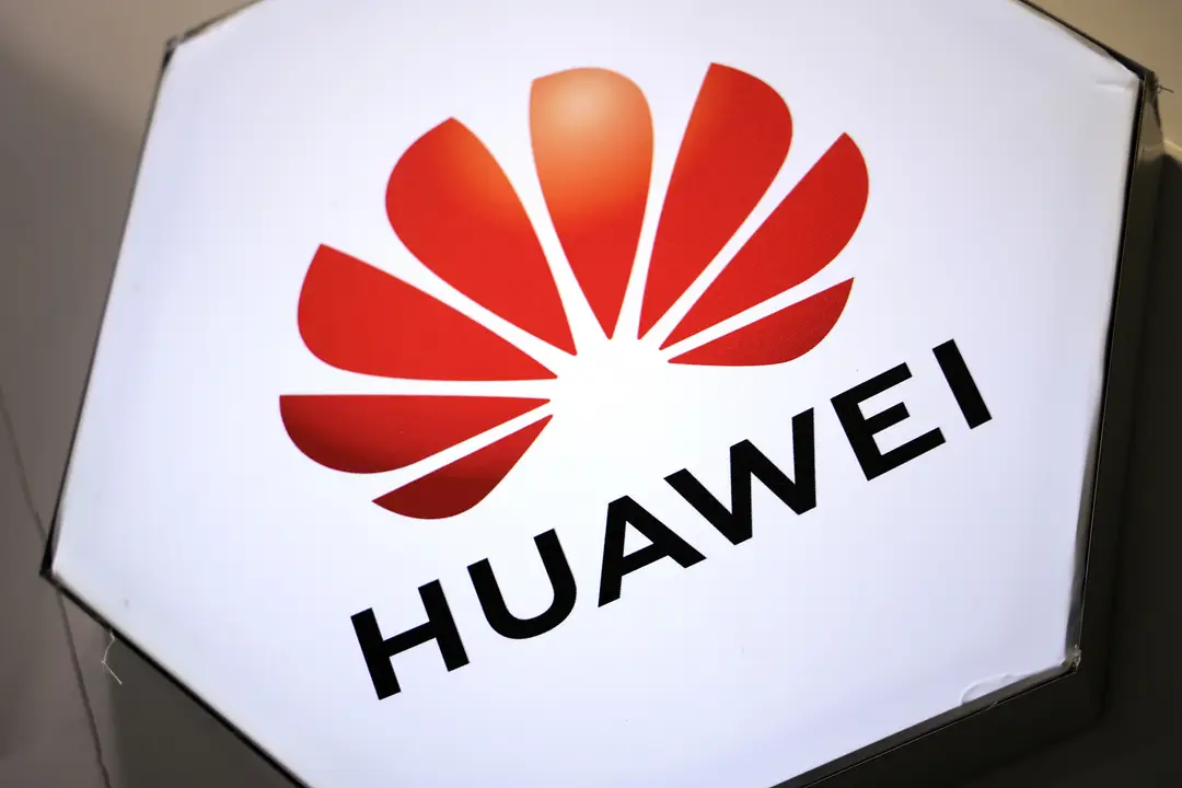 photograph shows Huawei's logo and name