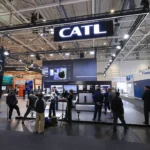 Picture shows CATL booth at the IAA Transportation fair in Hannover, Germany in September
