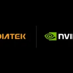 Photograph shows the MediaTek and Nvidia names and logos next to each other