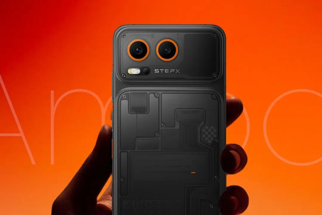 photograph shows a picture of the StepX Neo AI agent phone