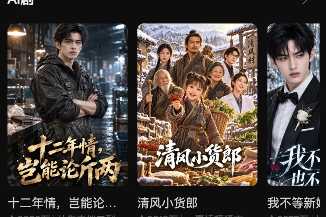 Photograph shows a selection of micro-dramas available on Tencent's Green Bubble platform