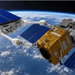 Photograph shows an illustration of robotic in-orbit services