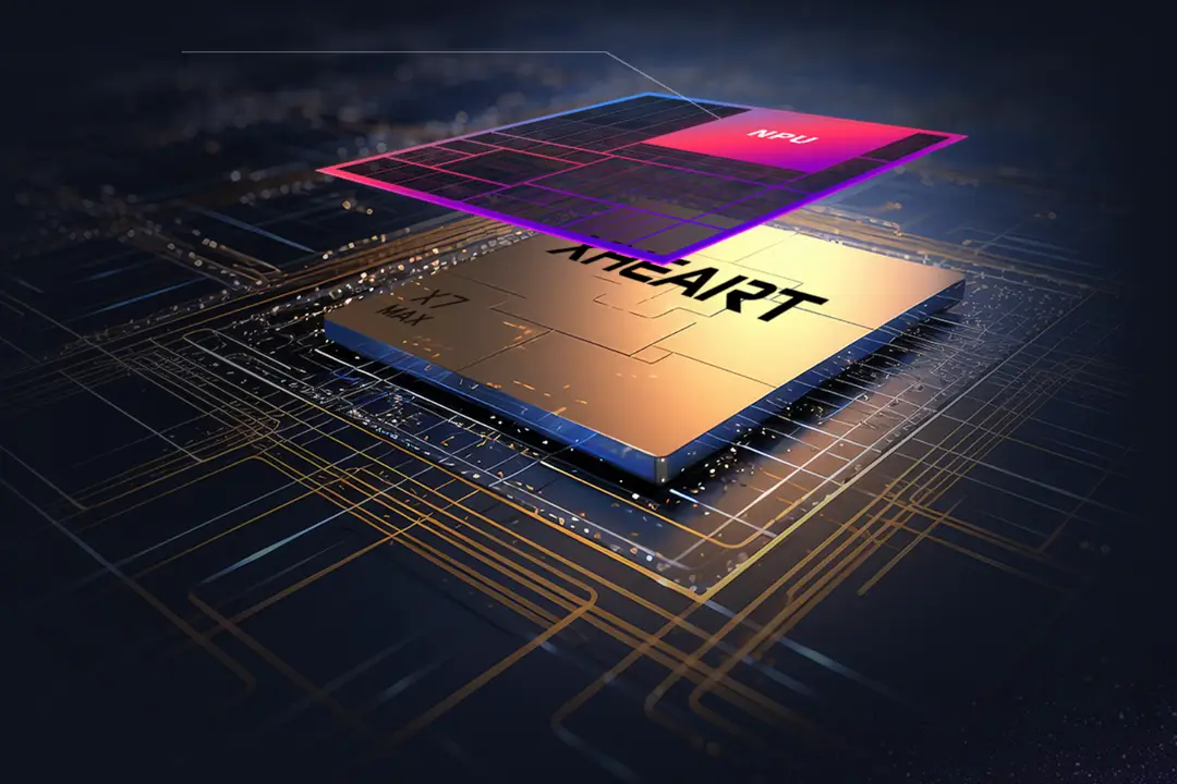 Photograph shows an illustration of an XHEART chip