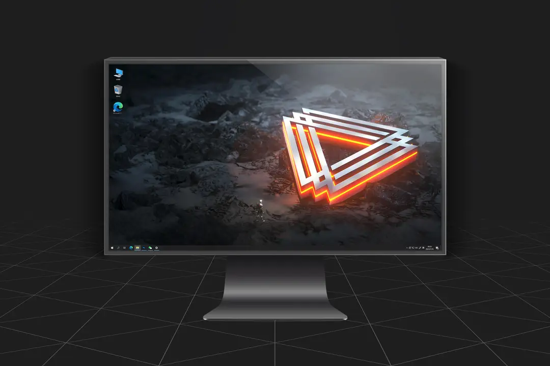 Photograph shows a desktop computer displaying the Moore Threads logo